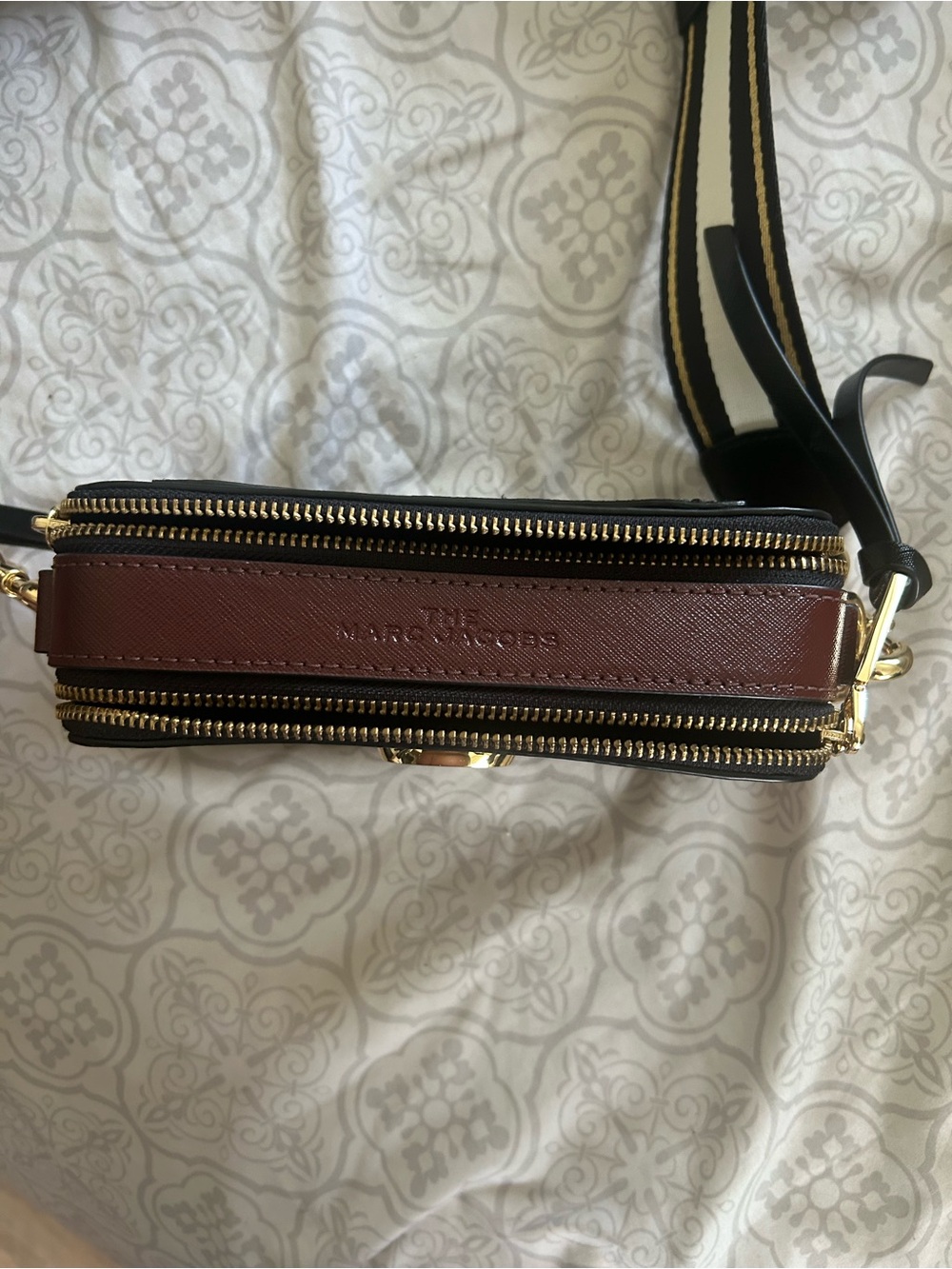 Marc Jacobs Two-Tone Leather Crossbody in Burgundy and Black